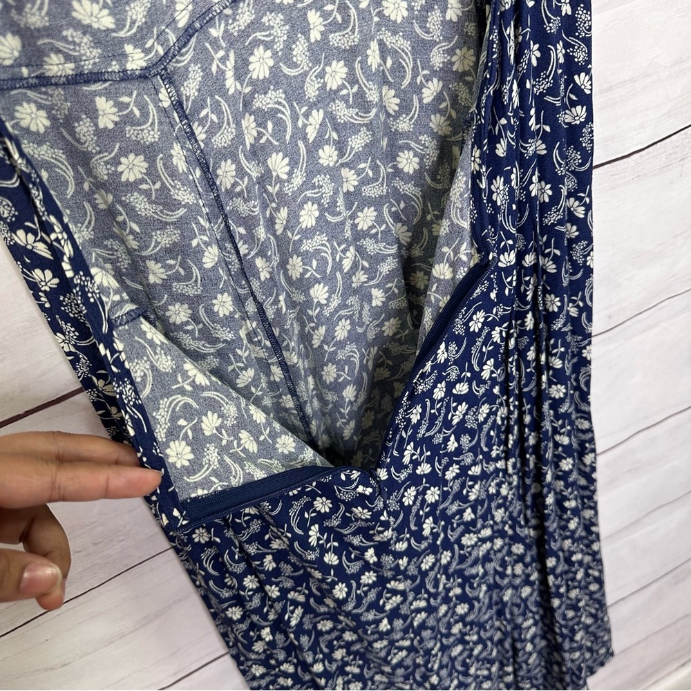 Reformation Gavin Dress Navy Blue Floral Print Midi Size 12 - Picture 5 of 10